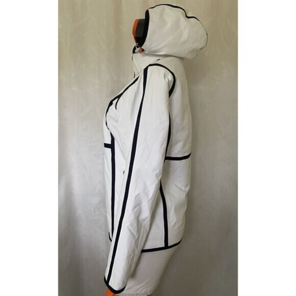 Descente Women's Ski Jacket Puffer White Black Stripe Hood Motion 3D Hea… - Picture 8 of 13